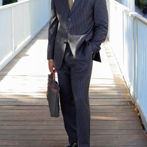 Men's Classic Striped Suit High Waist Pants Set