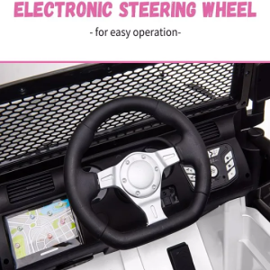 48.4 Large Ride On Car For Kids, Battery Powered Electric Car With 2 Seats, Remote Control, 14 Large Suspension Wheels, LED Lights, Music, Bluetooth For Boys & Girls,white