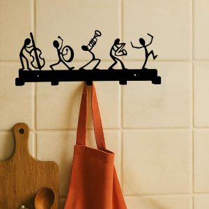 Vintage Black Metal Coat Rack Wall Mounted - 5 Heavy Duty Hooks For Jackets,Hats