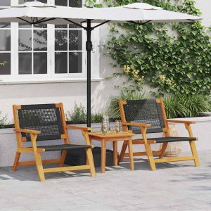 Garden Furniture 2 pcs Black 67 x 78 x 73cm Solid Acacia Wood