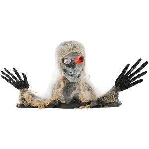 Halloween Animated Mummy With Glowing LED Eyes, Animatronic Halloween Decoration, Battery Operated