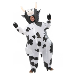 Inflatable Costume Cow Game  Funny Blow Up Suit Halloween Cosplay Party