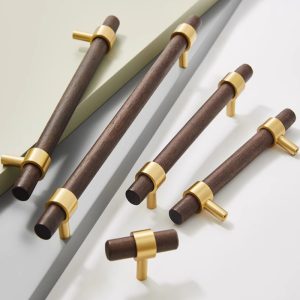 Solid Wood Handle Black Walnut Wood Wardrobe Door Handle