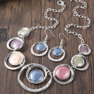 Retro Oil-dropped Hollow Round Earrings Women's Necklace