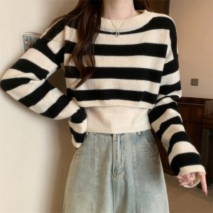 Fashion Striped Sweater Long-sleeved Top