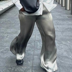 Men's Casual Flowing Satin Wide-leg Pants