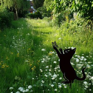 Cat Garden Stakes - Elegant Adorable Family Silhouette Statues, Perfect For Yard