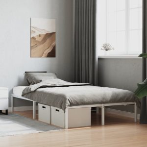 Metal Bed Frame White 120x190 cm