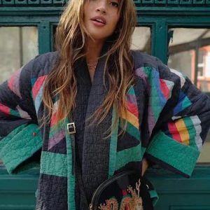 Retro Printed Loose Floral Cotton-padded Jacket For Women