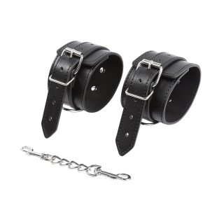 Black Three-ring Leather Gloves Sexy Handcuffs