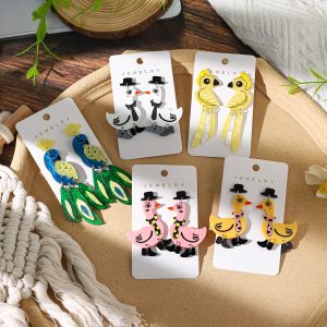 Female Cartoon Acrylic Funny Tie Duck Earrings