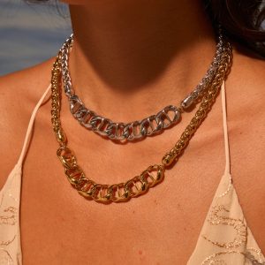 Stainless Steel Necklace, Gold Plated, No Fading, All-matching