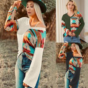 Knitted Apricot Wine Red Army Green Sweater