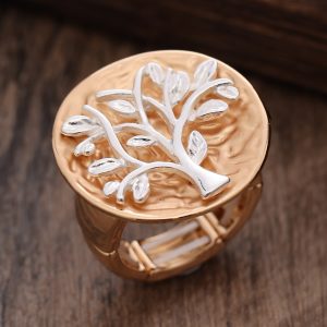 Round Hollow Color Painting Oil Lucky Tree Stretch Ring