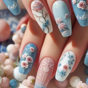 Guofeng Begonia Fake Short T Flower Cold Temperament White 24 Pieces Wear Nail Polish Pieces
