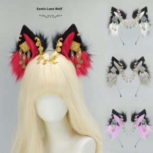 Tibetan Hair Accessories Exotic Wolf Ear Animal Ears Headband Bohemian Travel Photo Shooting Props