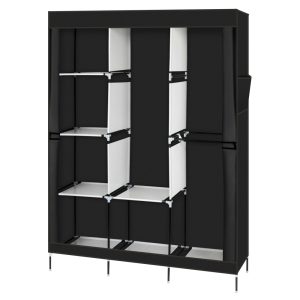 Portable Closet Wardrobe Clothes Rack Storage Organizer With Shelf Black