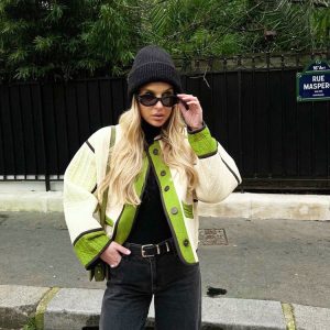 Fashionable Contrast Color Women's Cotton-padded Jacket