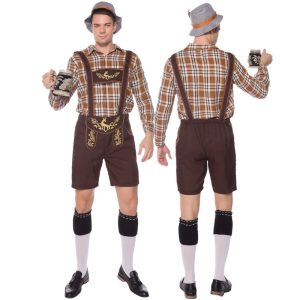 Germany Munich Beer Festival Clothing Plaid Overalls Suit
