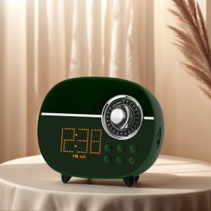 1pc Vintage Wireless Alarm Clock Radio W Or FM, Hands-Free Calls, Night Light, TF Or AUX - For Home Office