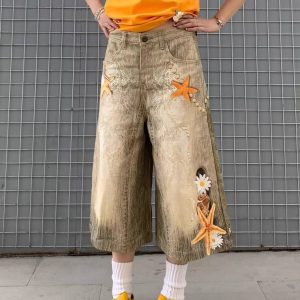 Women's American-style Retro Large Size Shell Cropped Pants