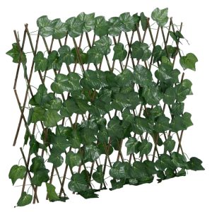 Trellis with Artificial Vine Leaves Extendable Green 190x60 cm