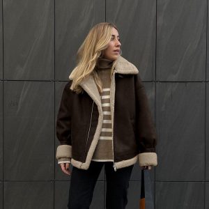 Loose Suede Lambswool Warm Vintage Jacket