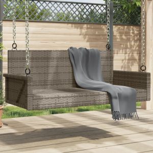 Hanging Bench Grey 119x56x48 cm Poly Rattan