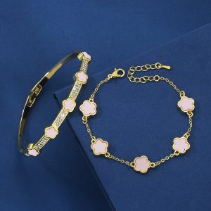Five Petal Flower Brace Lace Bracelet Two-piece Set