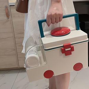 Large-capacity Ambulance-shaped Pill Storage Box With Lid, A Must-have For Home Decoration And Organization