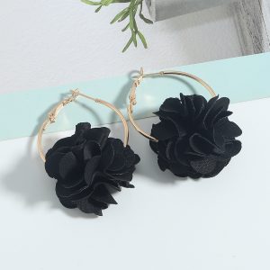 Fabric Color Flower Metal Alloy Earrings