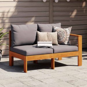 Garden Sofa with 1 Armrest 2-Seater Solid Acacia Wood