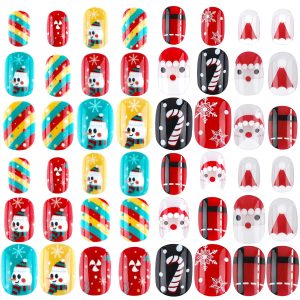 Christmas Stick On Nail, 48 Pcs False Nails Kids Full Cover Xmas Short False Nail Children Nails Lovely Gift For Kids Little Girls Nail Art Decoration-Ban On Selling On Amazon