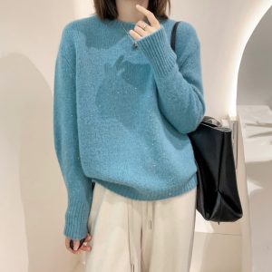 Soft Glutinous Fashion All-match Round Neck Long Sleeve Autumn And Winter