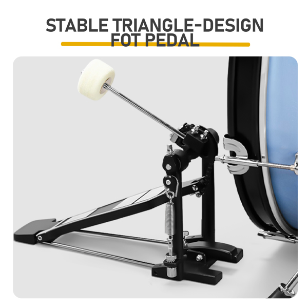 Full Size Adult Drum Set 5-Piece Blue with Bass Drum, two Tom Drum, Snare Drum, Floor Tom, 16