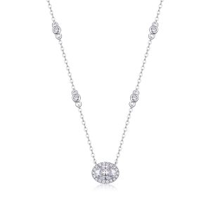 White Summer Night - A Fashionable And Luxurious Diamond Jewelry Pendant Set With Egg-shaped Moissanite S925 Sterling Silver And Platinum Plating