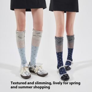 Women's Lace Letter Splicing Polka Dot Long Tube Comfortable Calf Socks