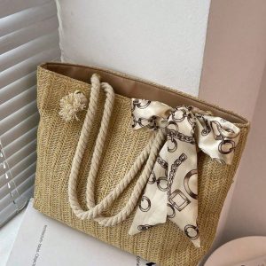 Large-capacity Tote Bag New Fashion Handbag One-shoulder Underarm Bag Straw Casual