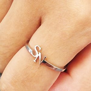 Customized 2 Letters Open Ring Electroplated Personality Ring