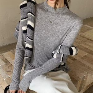 Half Turtleneck Wool Base Shirt Female 2 Solid Color Inner Wear