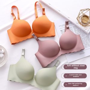 Women's Pure Color All-matching Macarons One Piece Underwear Bra-free