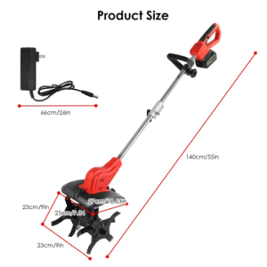 21V Electric Cordless Tiller Cultivator Powered Garden Tiller With 4 Blades 16 Steel Tines 550W 300RPM 4000mAh Battery Tilling 9-in Width & 9-in Depth For Lawn Gardening Soil Cultivation