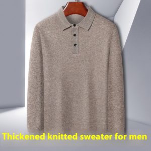 European And American Thickened Solid Color Polo Collar Knitwear Sweater