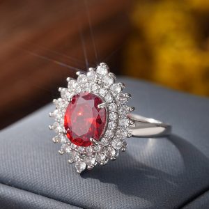 Orange Zircon Ring Affordable Luxury Style Ornament