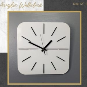 Acrylic Wall Clock White & Black Clock Square Shape