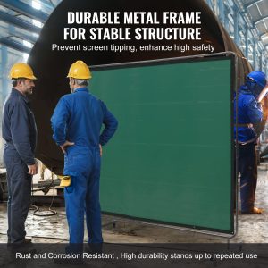 Welding Screen With Frame, Welding Curtain Screen, Flame-Resistant Vinyl Welding Protection Screen On 4 Swivel Wheels 2 Lockable , Moveable & Professional For Workshop