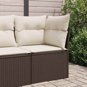 Garden Corner Sofa with Cushions Brown Poly Rattan
