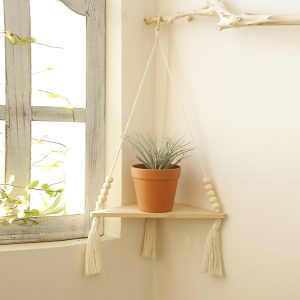 Cotton String Handmade Wooden Bead Tassel Woven Shelf Home Decoration