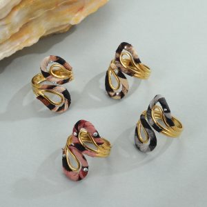 Leopard Series Stainless Steel Open Mouth Ring