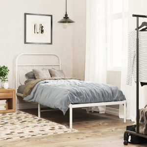 Bed Frame with Headboard Metal White 90x200 cm